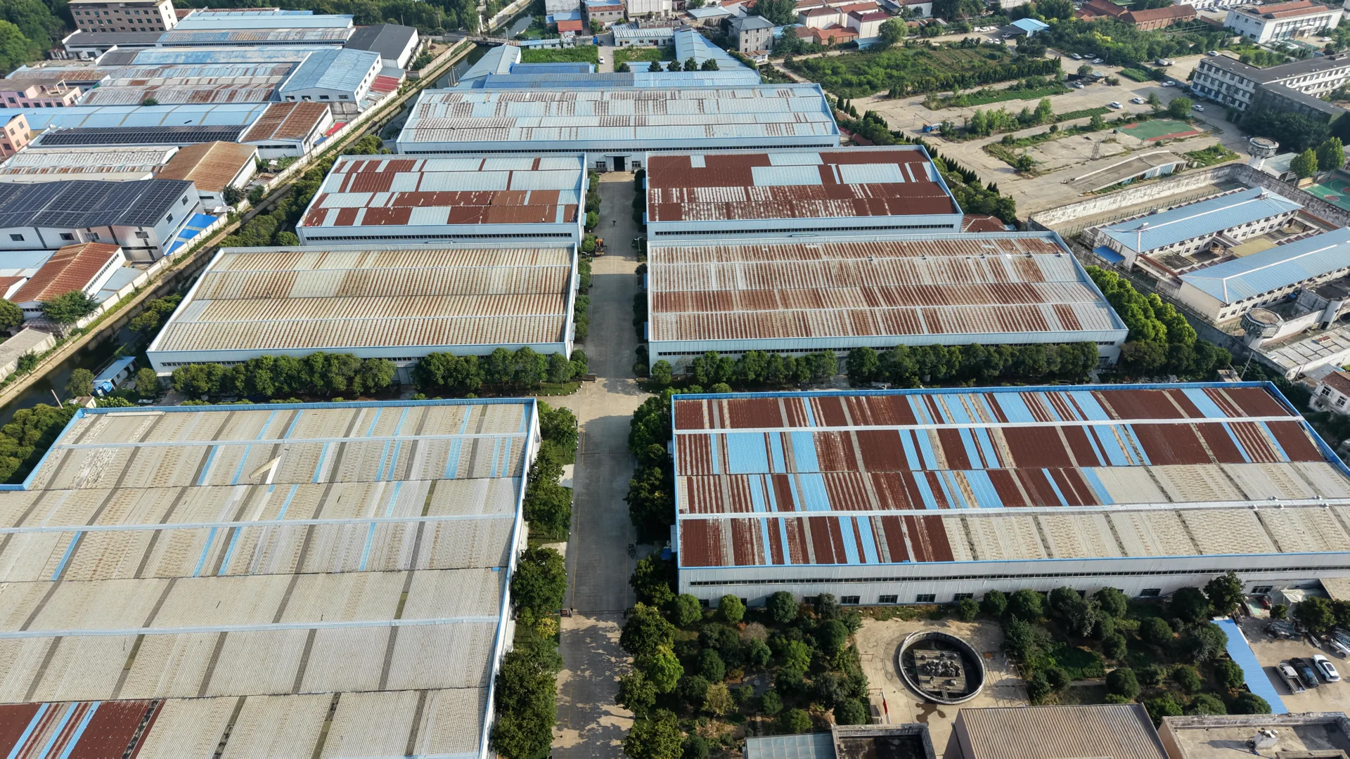 Aerial panorama of Hengxing Mesh manufacturing base in Henan, China